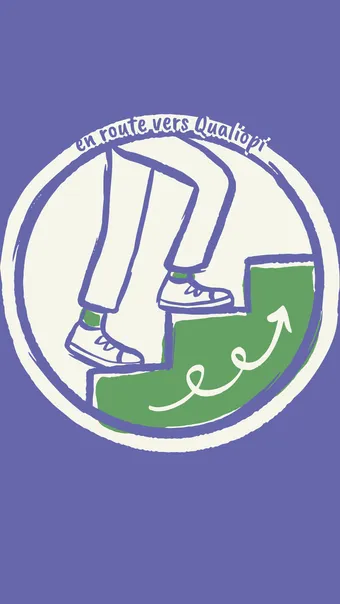Illustration : en route vers Qualiopi, des pas montent un escalier